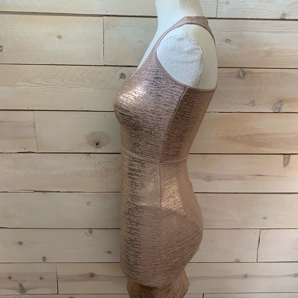 BCBG Gisela Criss Cross Foil Bodycon Dress sz S - Picture 10 of 11